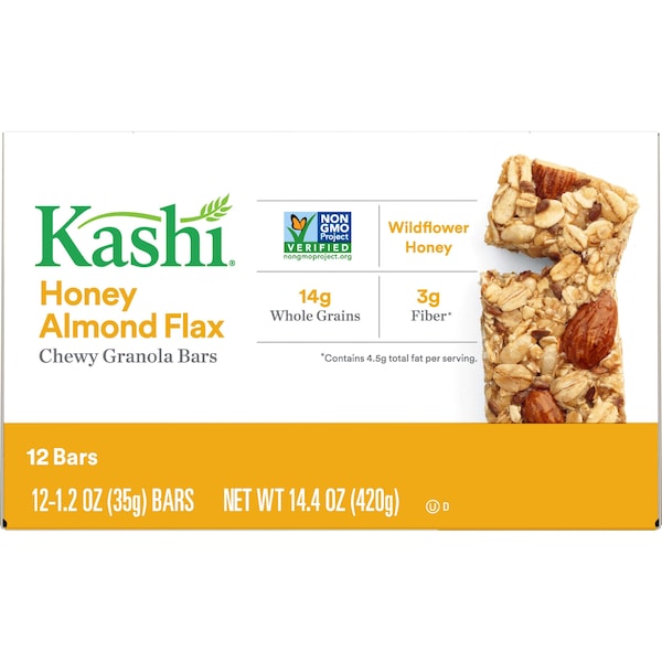 Barritas de granola masticables de almendra, miel y linaza Kashi Kashi, 1.2 oz, paquete con 72 unidades - 1862737949