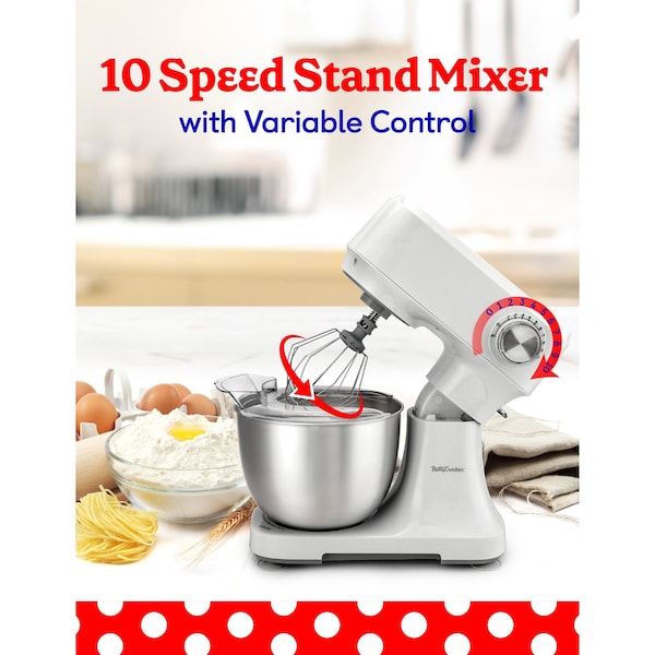 Betty Crocker Stand Mixer, 3.7-Qt Electric Mixer with 10 Speeds - BC-4325W