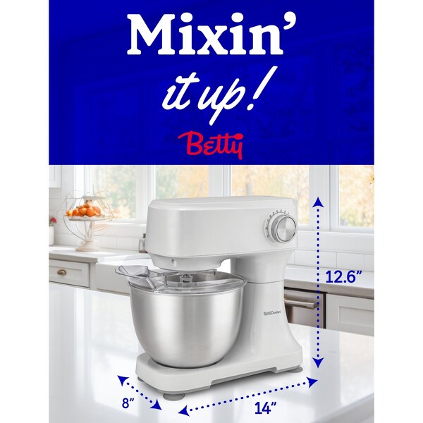 Betty Crocker Stand Mixer, 3.7-Qt Electric Mixer with 10 Speeds - BC-4325W