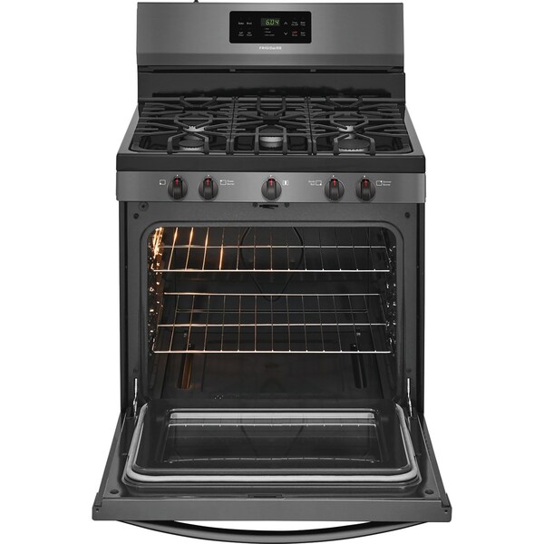 Almo Frigidaire 30-in. Gas Range Single Oven with 5 Burners in Black Stainless Steel - FFGF3054TD