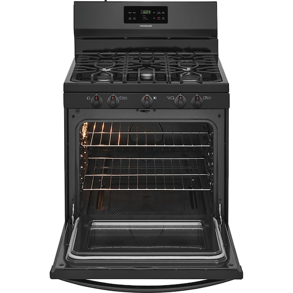Almo 30-in. Freestanding Gas Range with Self-Clean, 5.0 cu. ft. Oven, Continuous Grates in Black - FFGF3054TB