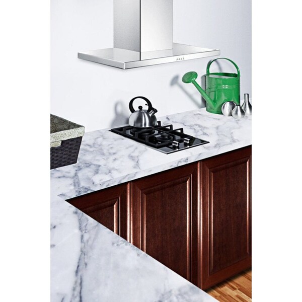 Summit Appliance Div. Summit-2-Burner Gas-On-Glass Cooktop, Sealed Burners, Cast Iron Grates - GC2BGL