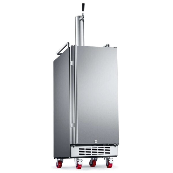 Edgestar 15 Inch Wide 1 Tap Outdoor Kegerator with Forced Air Refrigeration and Air Cooled Beer Tower - KC1500SSOD