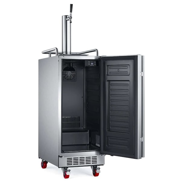 Edgestar 15 Inch Wide 1 Tap Outdoor Kegerator with Forced Air Refrigeration and Air Cooled Beer Tower - KC1500SSOD