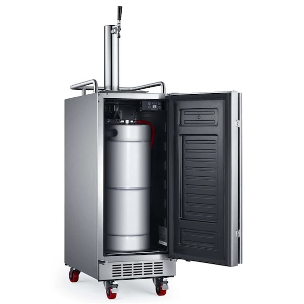 Edgestar 15 Inch Wide 1 Tap Outdoor Kegerator with Forced Air Refrigeration and Air Cooled Beer Tower - KC1500SSOD