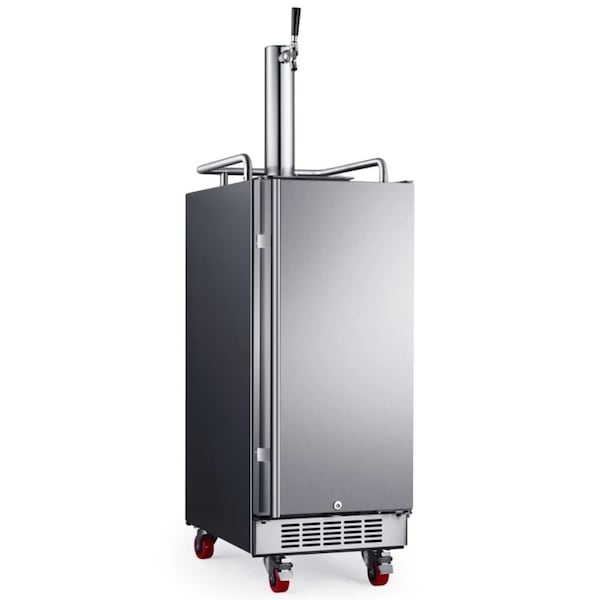 Edgestar 15 Inch Wide 1 Tap Outdoor Kegerator with Forced Air Refrigeration and Air Cooled Beer Tower - KC1500SSOD