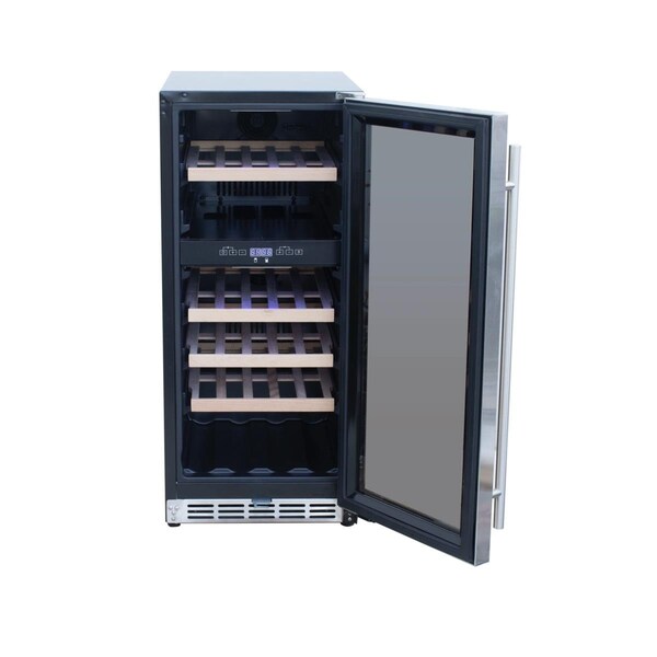 Entrada 15 in. Wine Cooler Refrigerator with Glass Window Front, Stainless Steel - EN1710219
