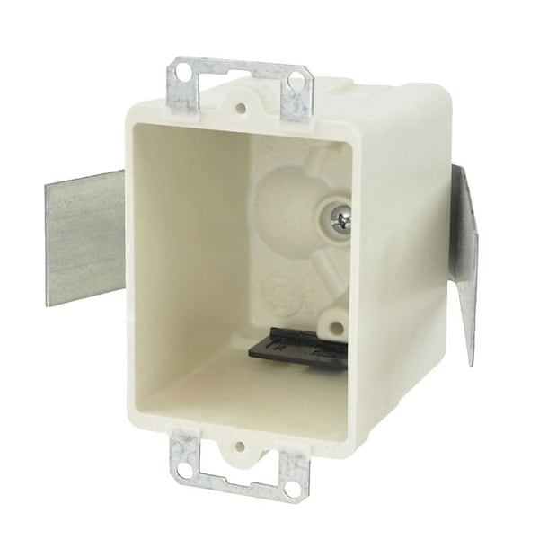 Fiberglassbox Switch/Outlet Box, 1-Gang, 2-Outlet, 4-Knockout, Fiberglass/Polyester, Off-White, Bracket - 9361-ESK
