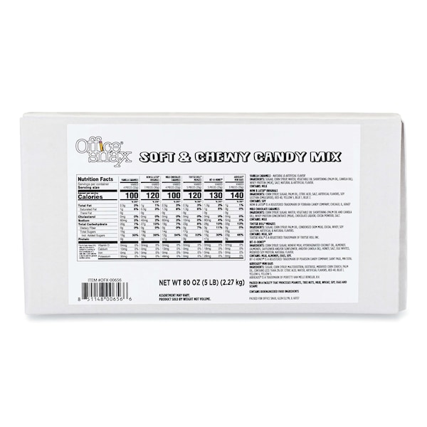 Bocadillos de Oficina. Variedad de dulces, mezcla de dulces suaves y masticables, caja de 5 libras - 00656.