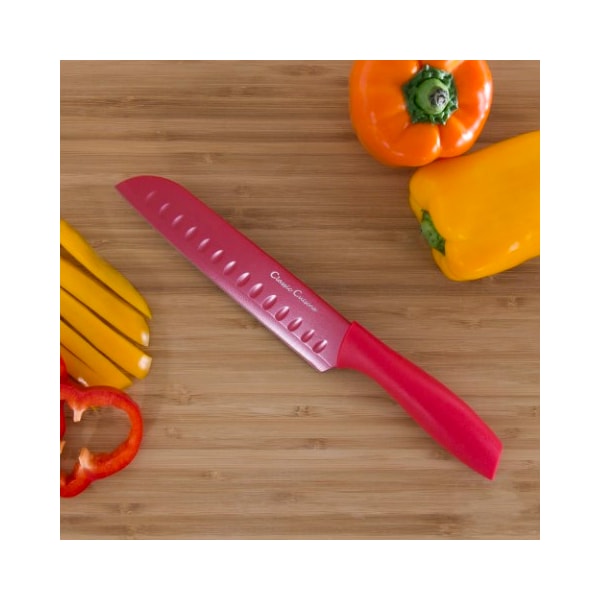 Hastings Home Hastings Home 14 Pc Colored Knife Set with Sheaths - Pro Grade - 526850CSO