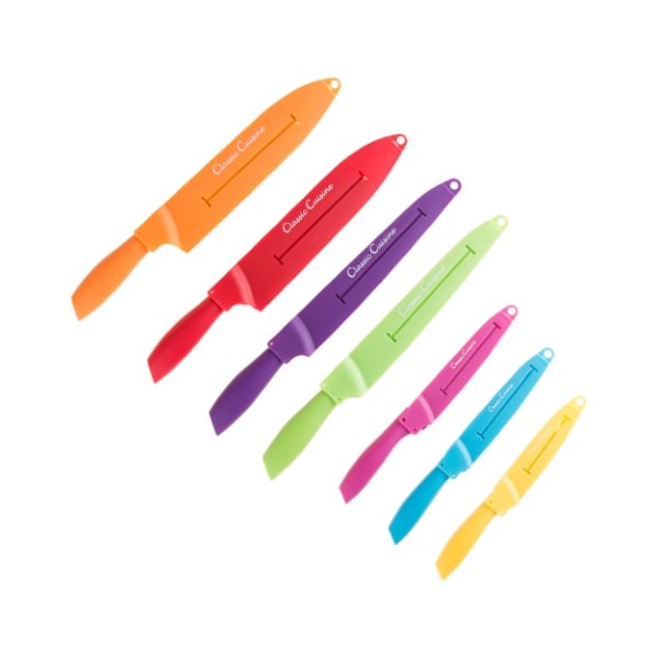 Hastings Home Hastings Home 14 Pc Colored Knife Set with Sheaths - Pro Grade - 526850CSO