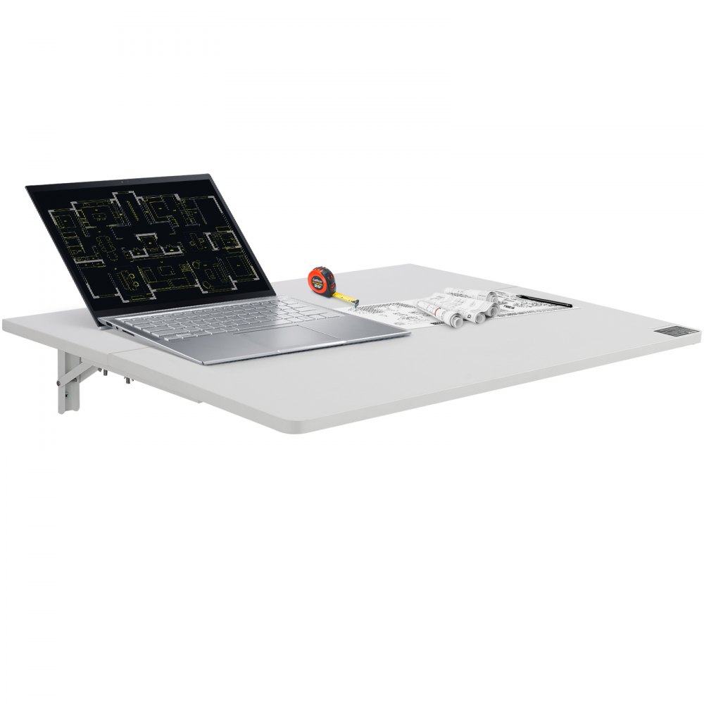 VEVOR Wall Mounted Folding Table, 31.5" x 19.69" Wall Mount Drop Leaf Table, Floating Desk with Iron Bracket, Fold Down Desk for Small Spaces, Home Office, Dining, Laundry Room, Kitchen, Bar, White - BGSGZZPMBHB3RZ99PV0
