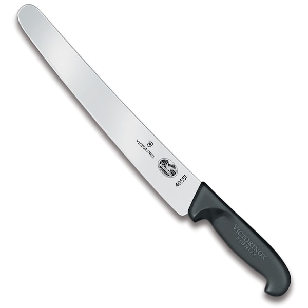 Swiss Army Brands 40551 Kitchen Fibrox Pro Black Slicing - Straight, 100.25In Roast Beef, Curved, Round Tip Blade - VIC-5.2903.26