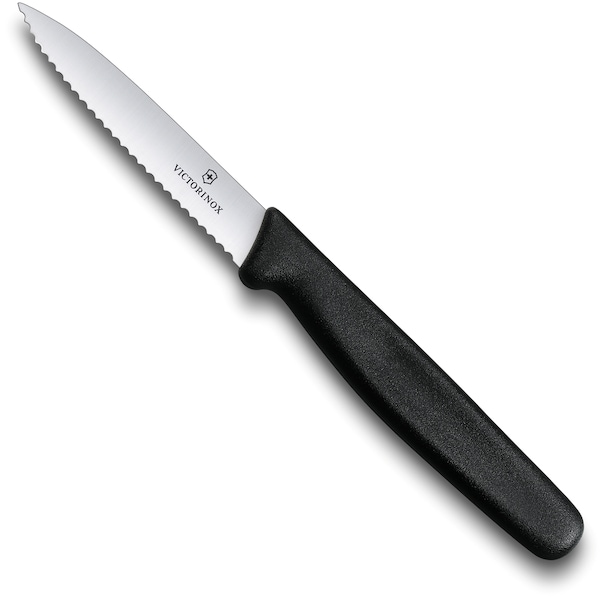 Swiss Army Brands Victorinox 40509 Kitchen Black Paring - Large Handle, Spear Point, 30.25In Blade, Serrated Edge - VIC-5.3033.S