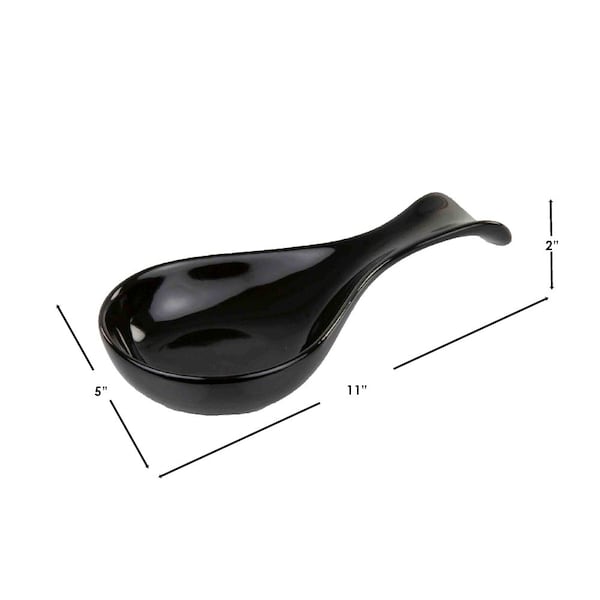 Hds Trading Ceramic Spoon Rest, Black - ZOR96058