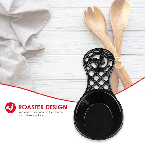Hds Trading Ceramic Spoon Rest, Black - ZOR96058