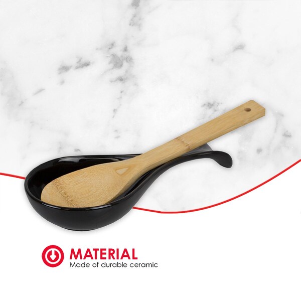 Hds Trading Ceramic Spoon Rest, Black - ZOR96058