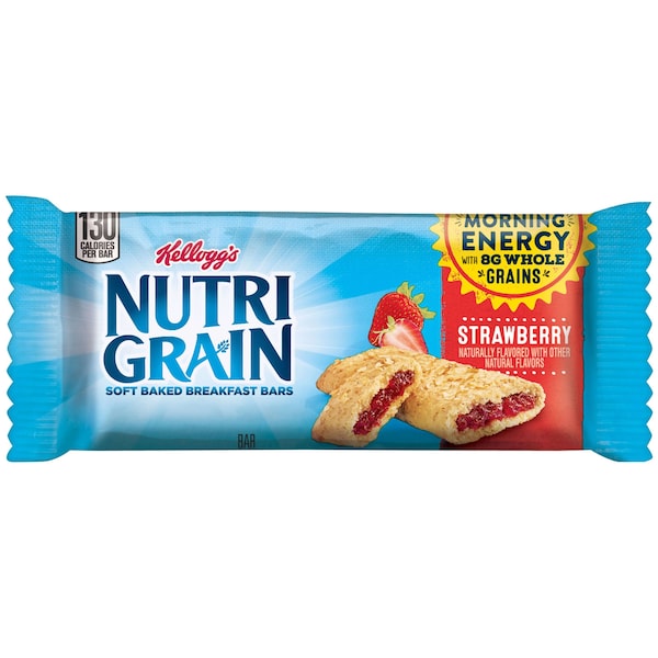 Barra de cereal de fresa Kellogg's Nutrigrain de 1.3 oz., paquete de 96 - 3800035902