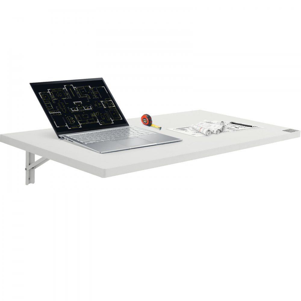 VEVOR Wall Mounted Folding Table, 39.37" x 19.69" Wall Mount Drop Leaf Table, Floating Desk with Iron Bracket, Fold Down Desk for Small Spaces, Home Office, Dining, Laundry Room, Kitchen, Bar, White - BGSGZZPMBHB3UG5NNV0