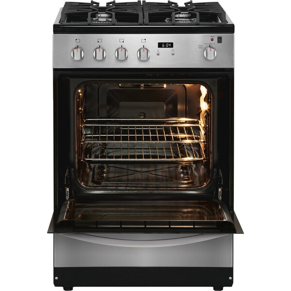 Almo Frigidaire 24-inch Stainless Steel Gas Range with Continuous Grates and Storage Drawer - FFGH2422US