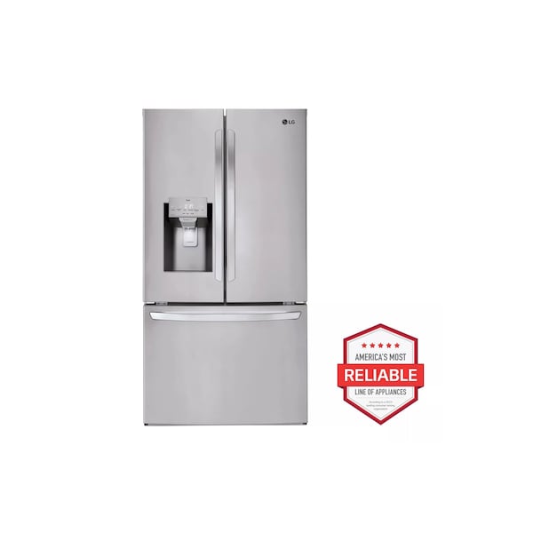 Almo 27.7 cu.ft Stainless Steel French Door Refrigerator, Ice and Water Dispenser and Smart Features - LRFS28XBS