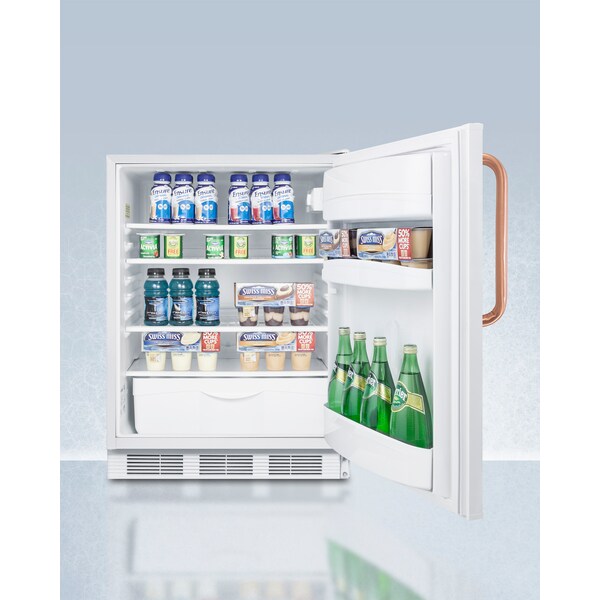 Accucold 24" Wide Built-In All-Refrigerator with Antimicrobial Copper Handle - FF6LWBI7TBCADA