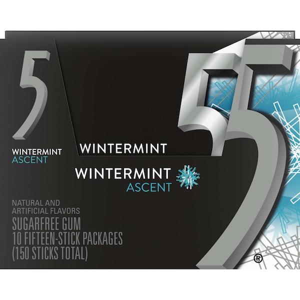 Chicle de 5 Gum sin azúcar sabor invierno, 15 piezas, paquete de 120 - 305990