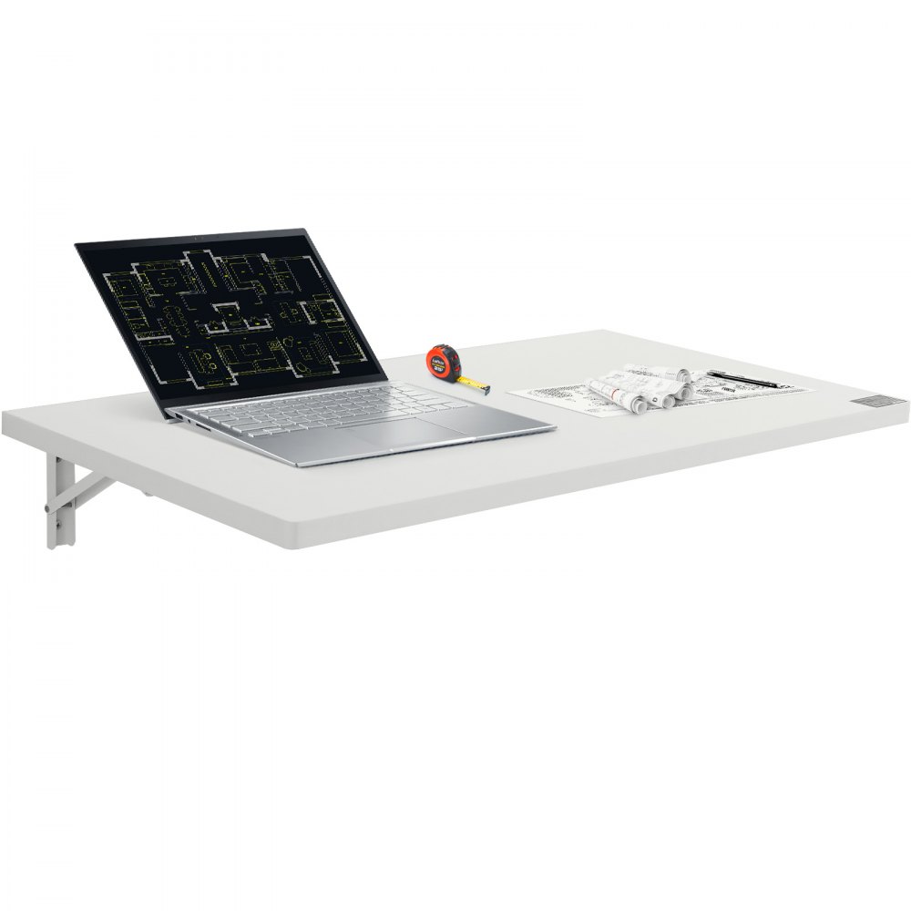 VEVOR Wall Mounted Folding Table, 35.43" x 19.69" Wall Mount Drop Leaf Table, Floating Desk with Iron Bracket, Fold Down Desk for Small Spaces, Home Office, Dining, Laundry Room, Kitchen, Bar, White - BGSGZZPMBHB3ORSKFV0