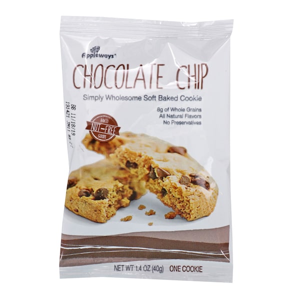 Galleta de chispas de chocolate de grano entero envuelta individualmente de 1.4 oz de Appleways, paquete de 160 unidades - 73300