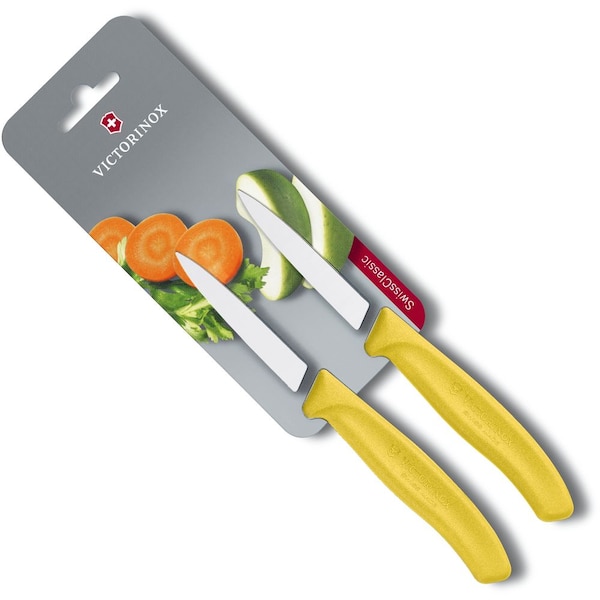 Swiss Army Brands 2024 Kitchen Swiss Classic Paring - 2 Packs 3.25In Spear Point, Straight Blade Yellow Packaged - VIC-6.7606.L118B