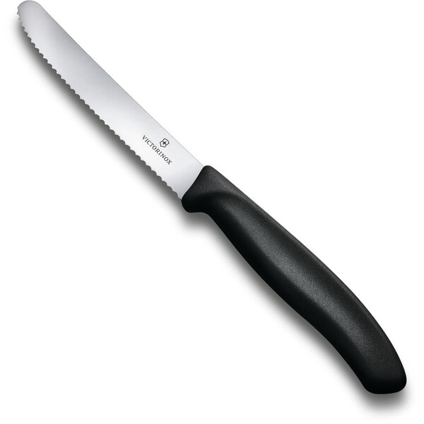 Swiss Army Brands 2024 Victorinox Kitchen Swiss Classic Utility - 2 Packs 4.5In Round, Serrated Blade Black Packaged - VIC-6.7833.B