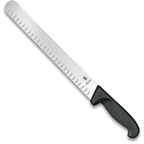 Swiss Army Brands 40633 Kitchen Fibrox Pro Black Slicing - Straight, 10In Granton, Wide Blade, 10.5In Width At Handle - VIC-7.6059.13