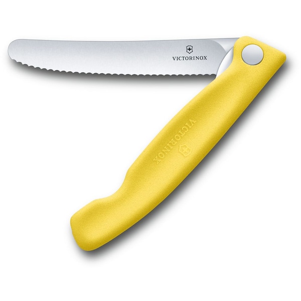 Swiss Army Brands 2024 Victorinox Kitchen Swiss Classic Foldable Paring Knife, Serrated, Yellow - VIC-6.7836.F8B