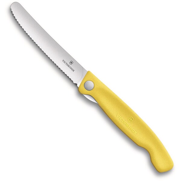 Swiss Army Brands 2024 Victorinox Kitchen Swiss Classic Foldable Paring Knife, Serrated, Yellow - VIC-6.7836.F8B