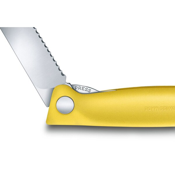 Swiss Army Brands 2024 Victorinox Kitchen Swiss Classic Foldable Paring Knife, Serrated, Yellow - VIC-6.7836.F8B