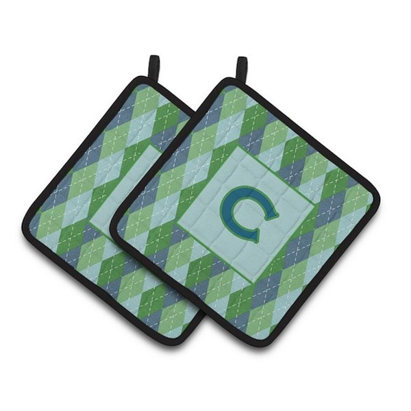 Carolines Treasures Monogram - Initial C Blue Argoyle Pair of Pot Holders, 7.5 x 3 x 7.5 in. - CJ1020-CPTHD