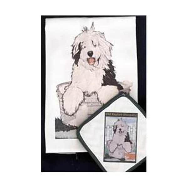 Bakebetter Dish Towel and Pot Holder Set - Old English Sheepdog - BA2633791