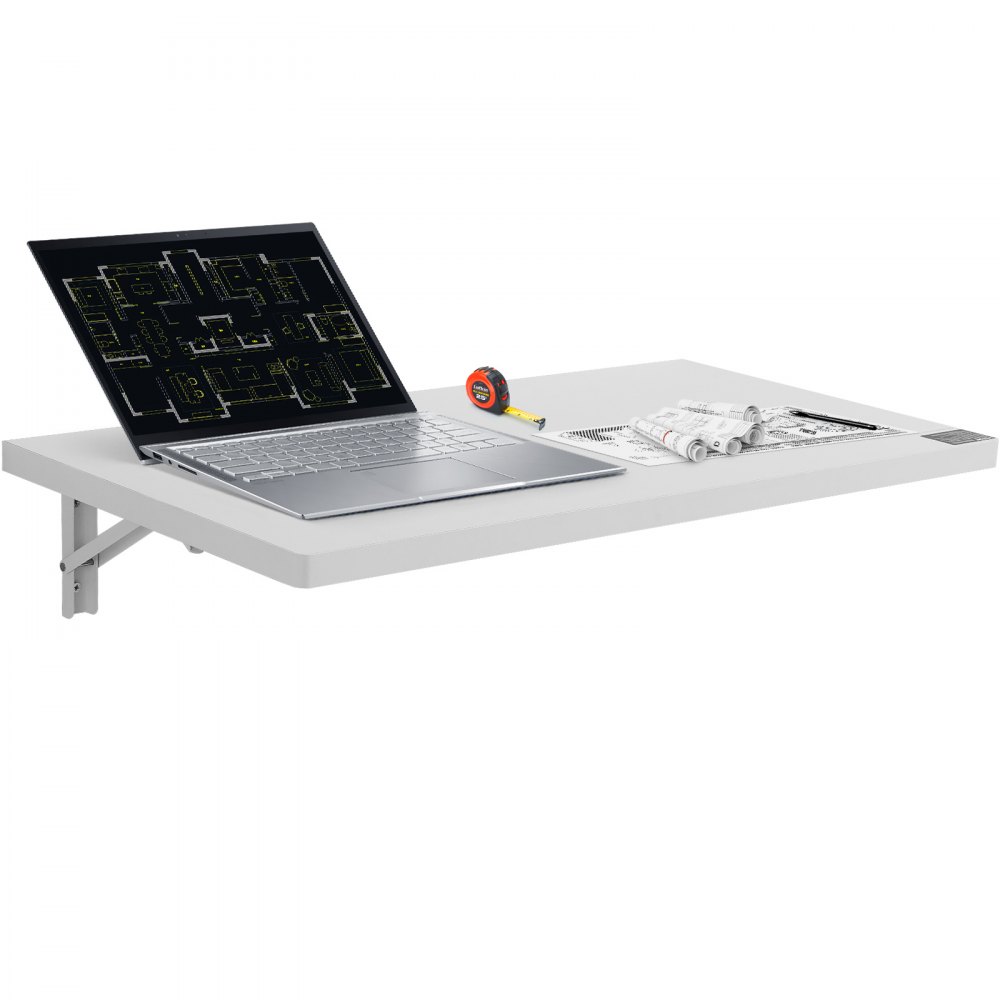 VEVOR Wall Mounted Folding Table, 31.5" x 15.75" Wall Mount Drop Leaf Table, Floating Desk with Iron Bracket, Fold Down Desk for Small Spaces, Home Office, Dining, Laundry Room, Kitchen, Bar, White - BGSGZZPMBHB3P8N0HV0