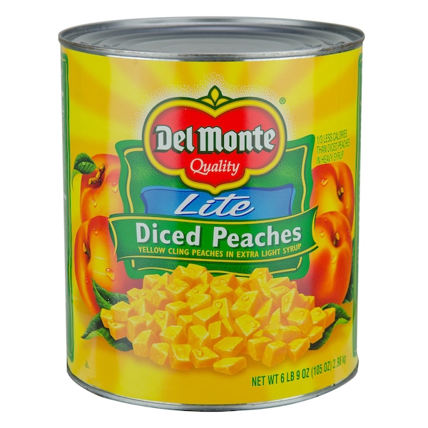 Del Monte En Almíbar Extra Ligero USDA Durazno Picado #10 Lata, PK6 - 2002349