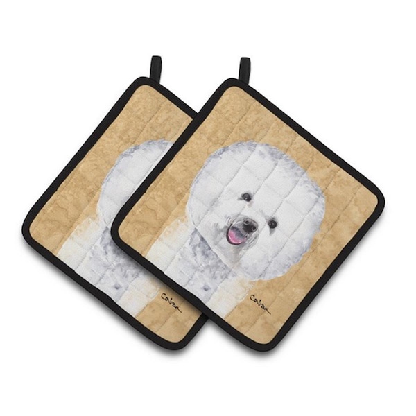Carolines Treasures Bichon Frise Wipe Your Paws Pair of Pot Holders, 7.5 x 3 x 7.5 in. - SC9135PTHD