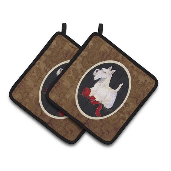 Carolines Treasures Scottish Terrier Pair of Pot Holders, 7.5 x 3 x 7.5 in. - SS8553PTHD