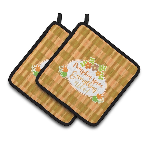 Carolines Treasures Fall Pumpkin Spice & Everything Pair of Pot Holders - BB6920PTHD