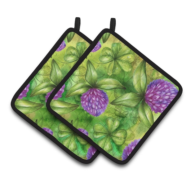Carolines Treasures Shamrocks in Bloom Pair of Pot Holders - BB5756PTHD
