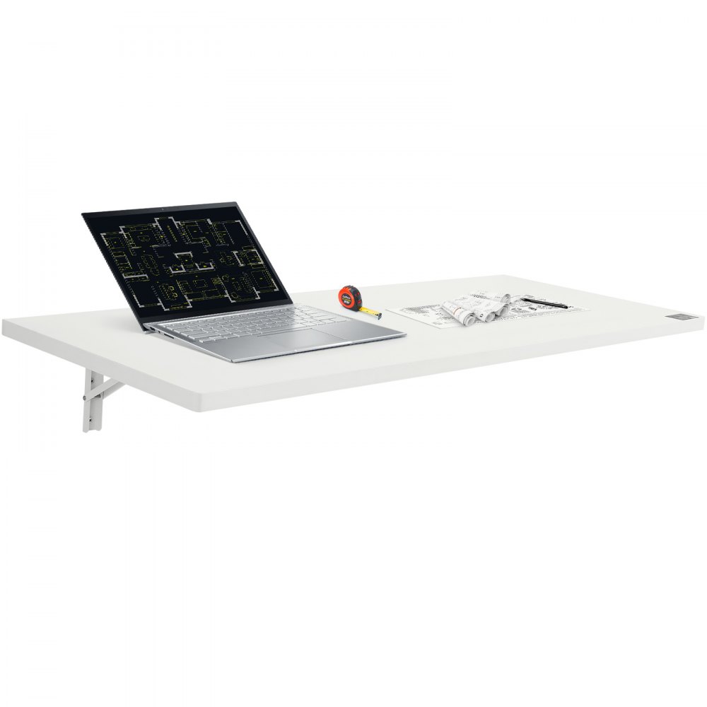 VEVOR Wall Mounted Folding Table, 47.24" x 19.69" Wall Mount Drop Leaf Table, Floating Desk with Iron Bracket, Fold Down Desk for Small Spaces, Home Office, Dining, Laundry Room, Kitchen, Bar, White - BGSGZZPMBHB4VPYF8V0