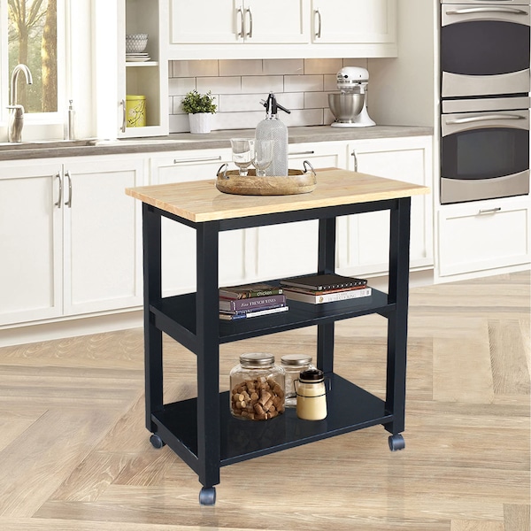 International Concepts Microwave Cart, Black/Natural - WC10-185