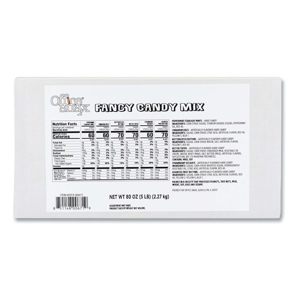 Office Snax. Suritdo de dulces, Mezcla de dulces finos, Caja de 5 lb - 00671