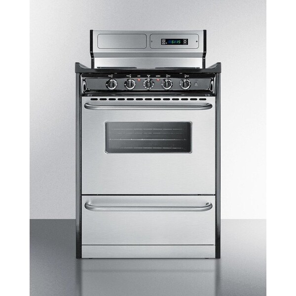 Summit Appliance Div. Summit-Deluxe 220V Electric Range, Slim 24"W, Stainless Steel Doors - TEM630BKWY