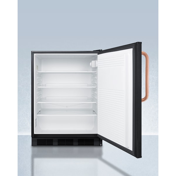 Accucold 24" Wide Built-In All-Refrigerator with Antimicrobial Copper Handle - FF7LBLKBITBCADA