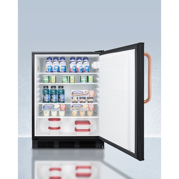 Accucold 24" Wide Built-In All-Refrigerator with Antimicrobial Copper Handle - FF7LBLKBITBCADA