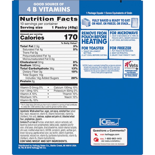Kelloggs Pop-Tarts Pastel de Fresa Integral con Glasado 1 Pieza, PK120 - 3800022426